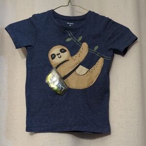 Carter's Navy Blue Sloth Sequin Pocket Tee